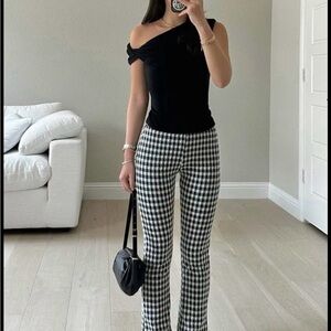 Black and White Checkered Women's Pants